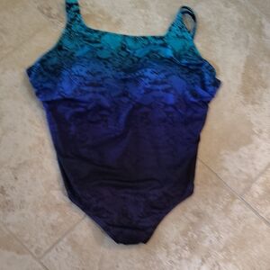 Ombre Teal to Navy One-Piece Swimsuit